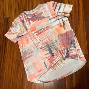 Trisha Tyler Abstract Print T-Shirt Short Sleeve Geometric Multi Top Size Medium